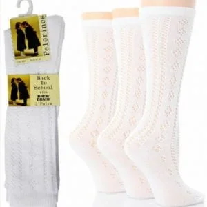 Kids pelerine cotton 3/4 length white school socks