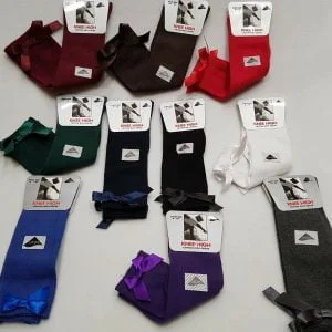 Girls Bow Knee High Girls School Socks With Satin Bow all Size 3 Pair