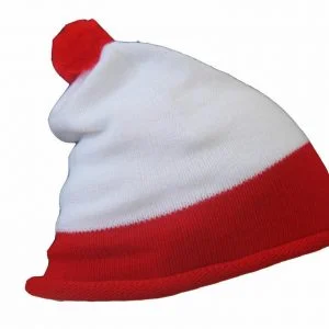 Red & white bobble knitted bobble hat