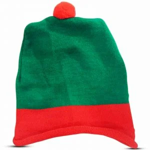 Red and Green Christmas elf bobble hat