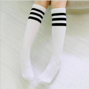 Girls Ladies 3 Stripe Knee High Sports Socks Size 4–7