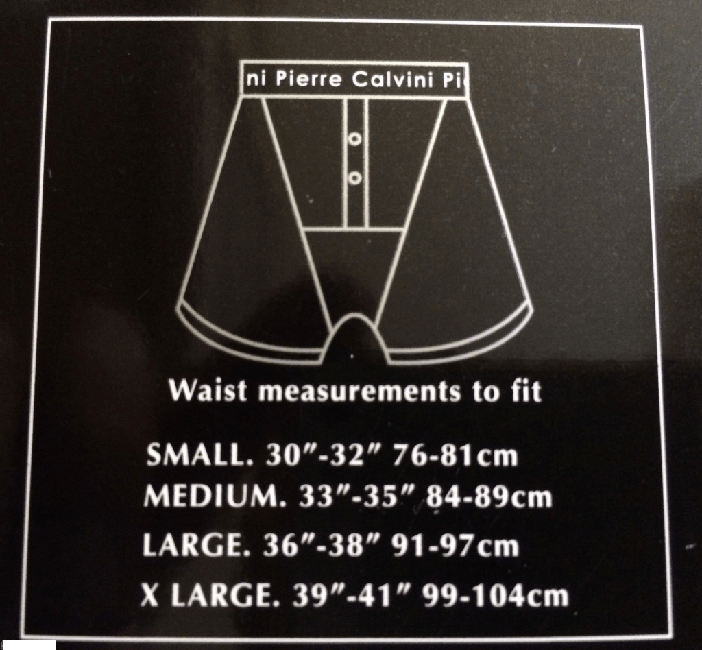 Black button boxer back of packaging