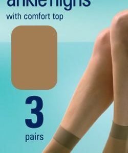 Tudorose One Size 3 Pairs 15 Denier Ankle Highs 100% Nylon Comfort Top