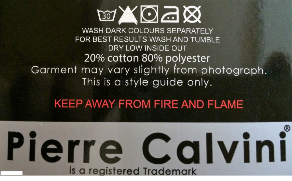 Black button boxer back of packaging