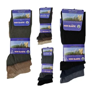 Mens Diabetic Socks 3 Pairs Non Elastic 100% Cotton 6-11