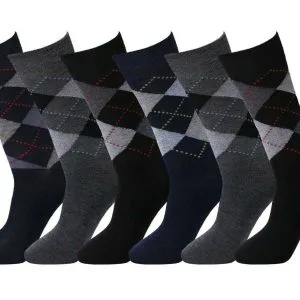 12 Pairs Men’s Argyle Diabetic Socks – Non Elastic, Size 6–11