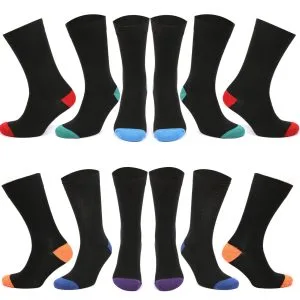 Men’s Black Cotton Rich Socks – 12 Pairs | UK Size 6–11 & 11–14