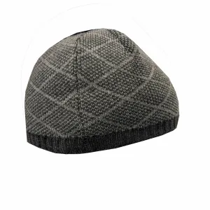 Men's Thermal Knit Beanie Hat – Warm Ribbed Winter Hat with Check Pattern