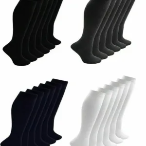 Girls Kids Knee High School Socks – 12 Pairs Cotton Rich Uniform Socks
